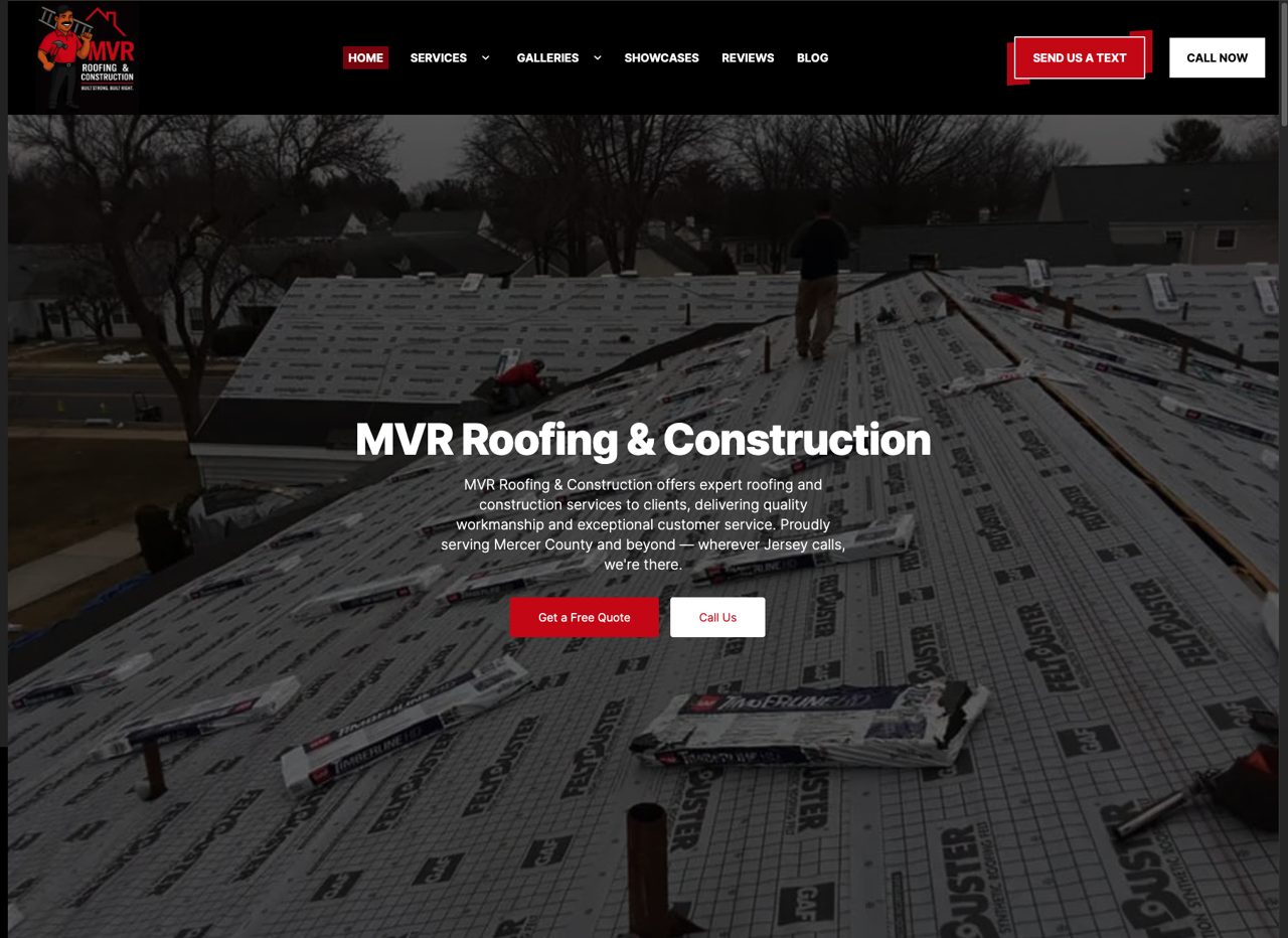MVR Roofing and Construction website